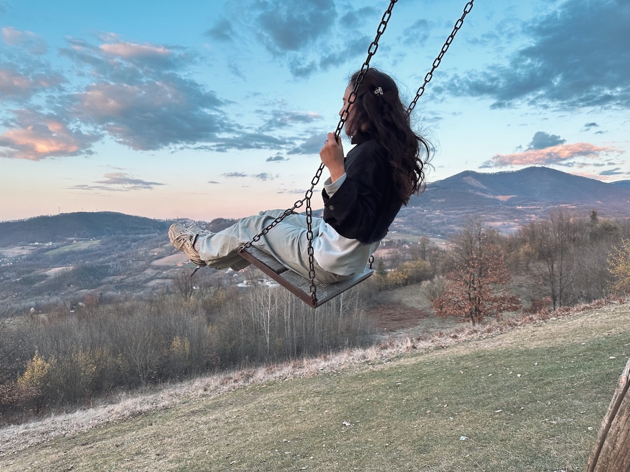Swing above mountains